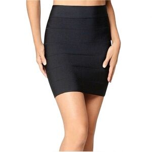 Bebe High Waist Black Bandage Bodycon Mini Skirt Sexy Club Wear Date Outfit XS